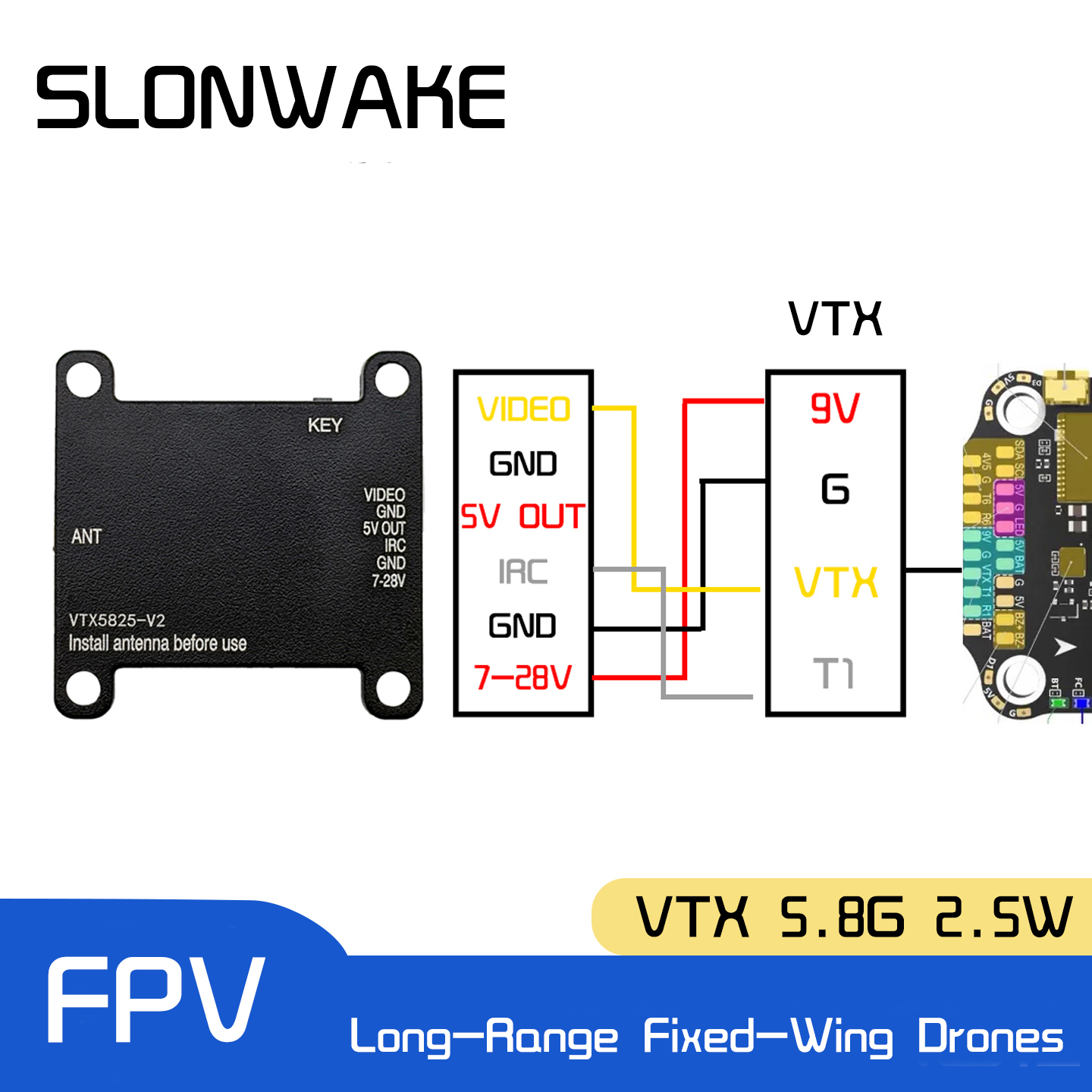 SLONWAKE 5.8G 48CH FPV Transmi - đánh giá và giá Drone Rc Controller