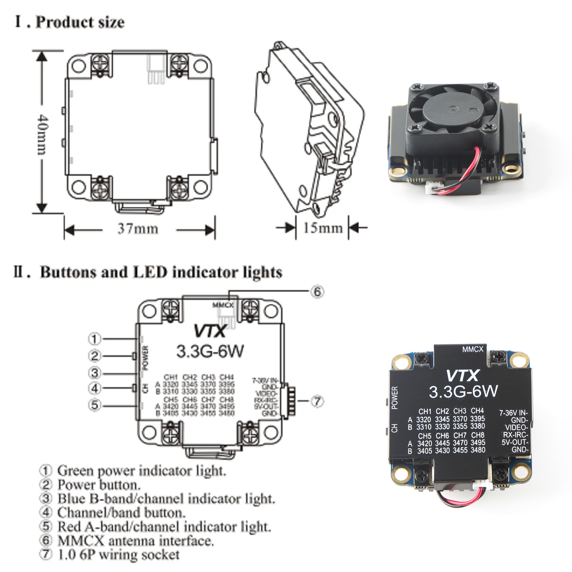 FPV Video Transmitter 3.3G 6W  - đánh giá và giá Drone Rc Controller